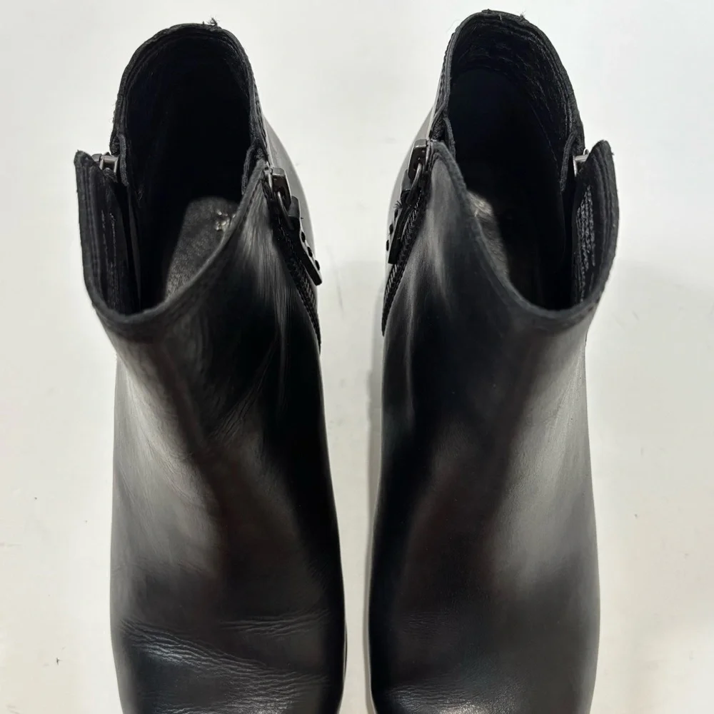 FRYE Judith Black Leather Double Zip Block Heel Pointed Toe Western Cowgirl Boot